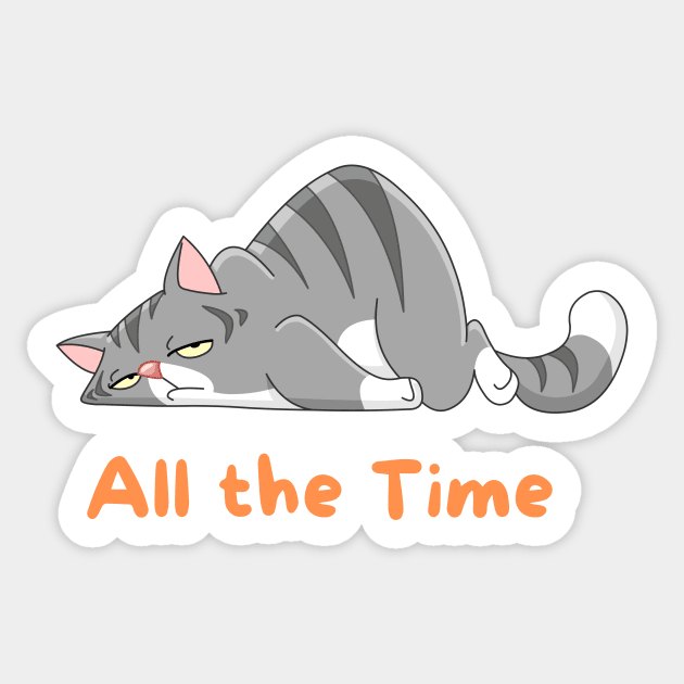 All the Time Lazy Cat Sticker by fratdd